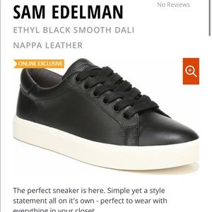 Sam Edelman Ethyl Black Leather Sneakers Size 8.5